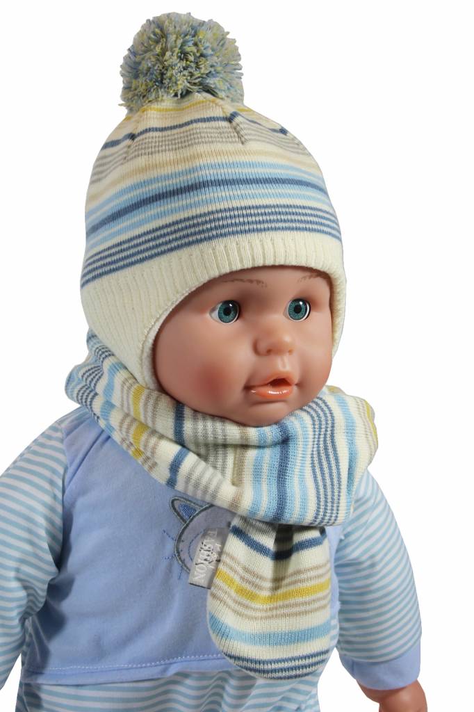 Baby Muts en Sjaal gestreept Baby Muts en Sjaal gestreept