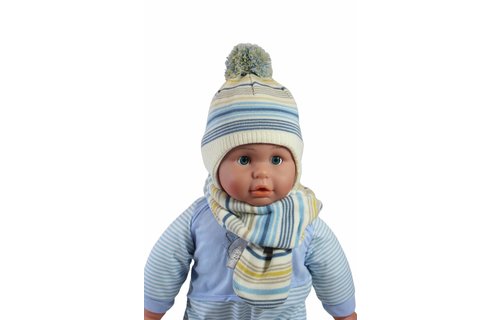 Baby Muts en Sjaal gestreept Baby Muts en Sjaal gestreept