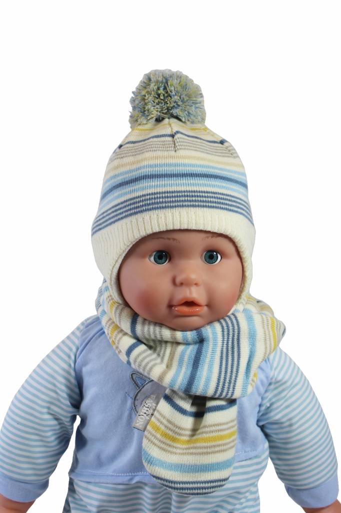 Baby Muts en Sjaal gestreept Baby Muts en Sjaal gestreept