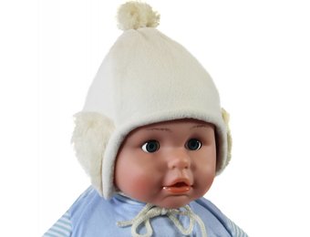 Ecru Babymuts pompon fleece