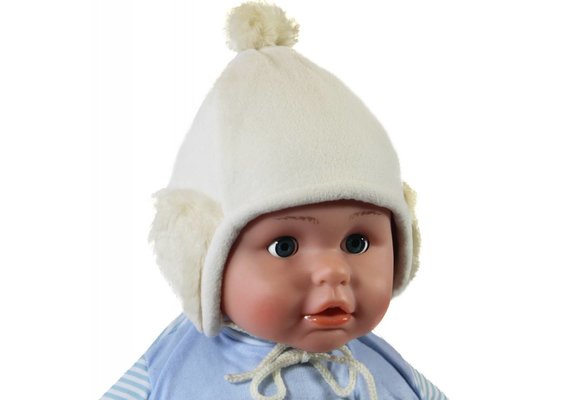 Ecru Babymuts pompon fleece