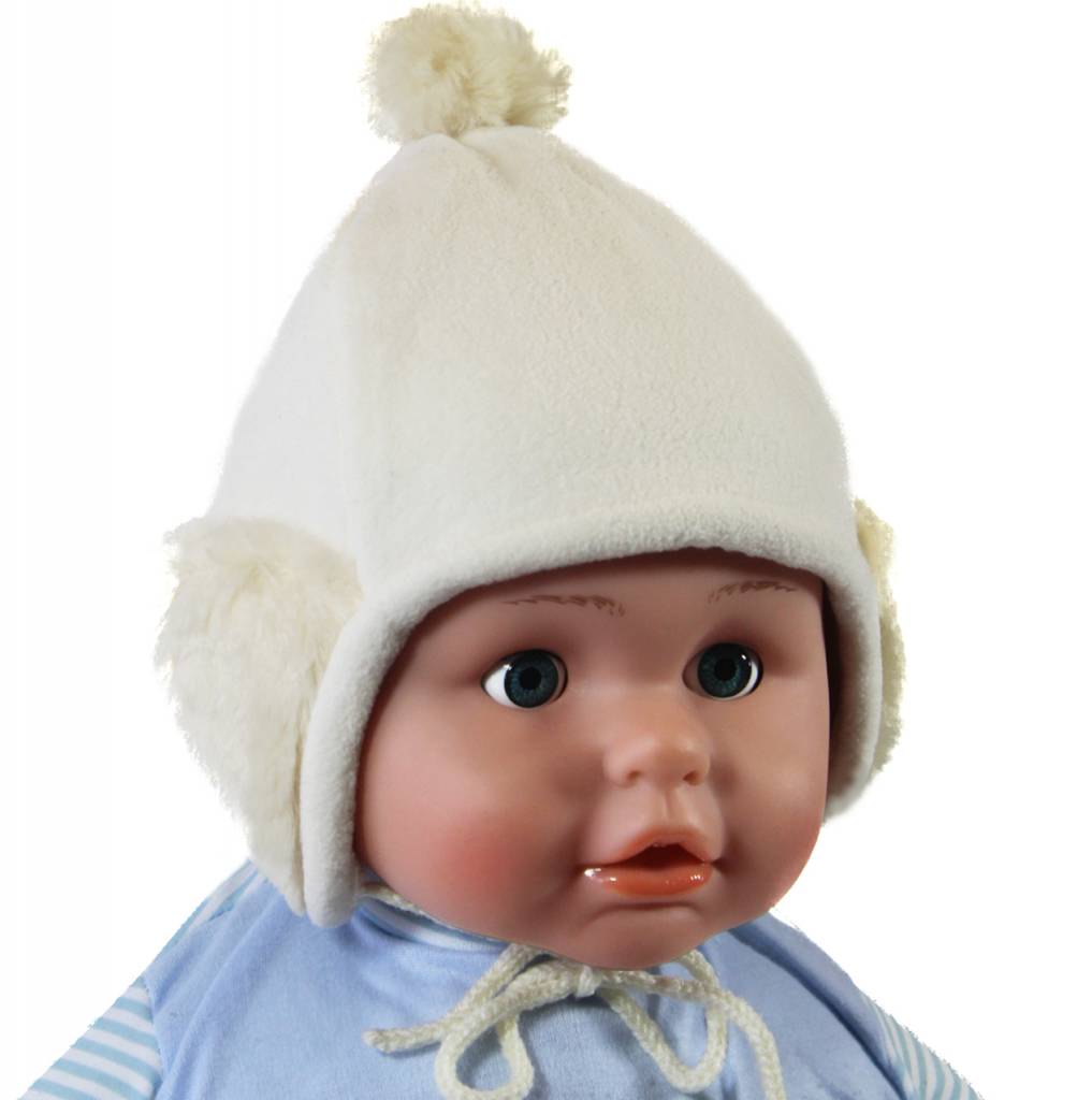 Ecru Babymuts pompon fleece