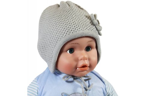 Babymuts 2 bloemen grijs Babymuts 2 bloemen grijs