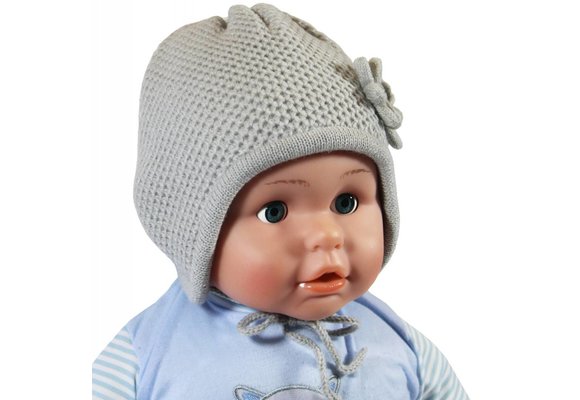 Babymuts 2 bloemen grijs
