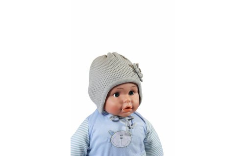 Babymuts 2 bloemen grijs Babymuts 2 bloemen grijs