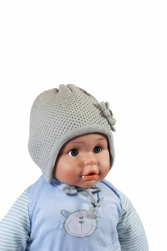 Babymuts 2 bloemen grijs Babymuts 2 bloemen grijs