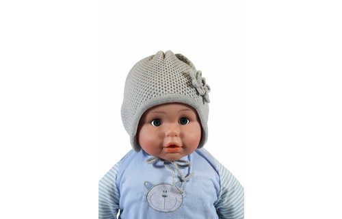 Babymuts 2 bloemen grijs Babymuts 2 bloemen grijs