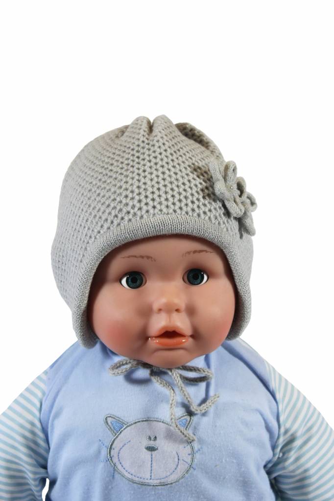 Babymuts 2 bloemen grijs Babymuts 2 bloemen grijs