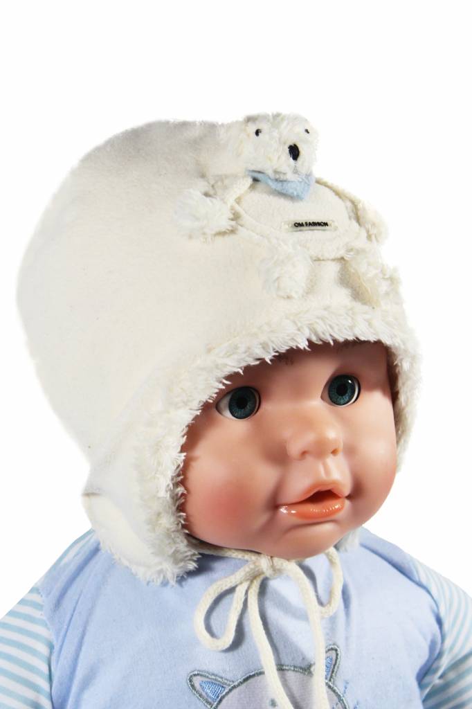 Babymuts fleece met beertje