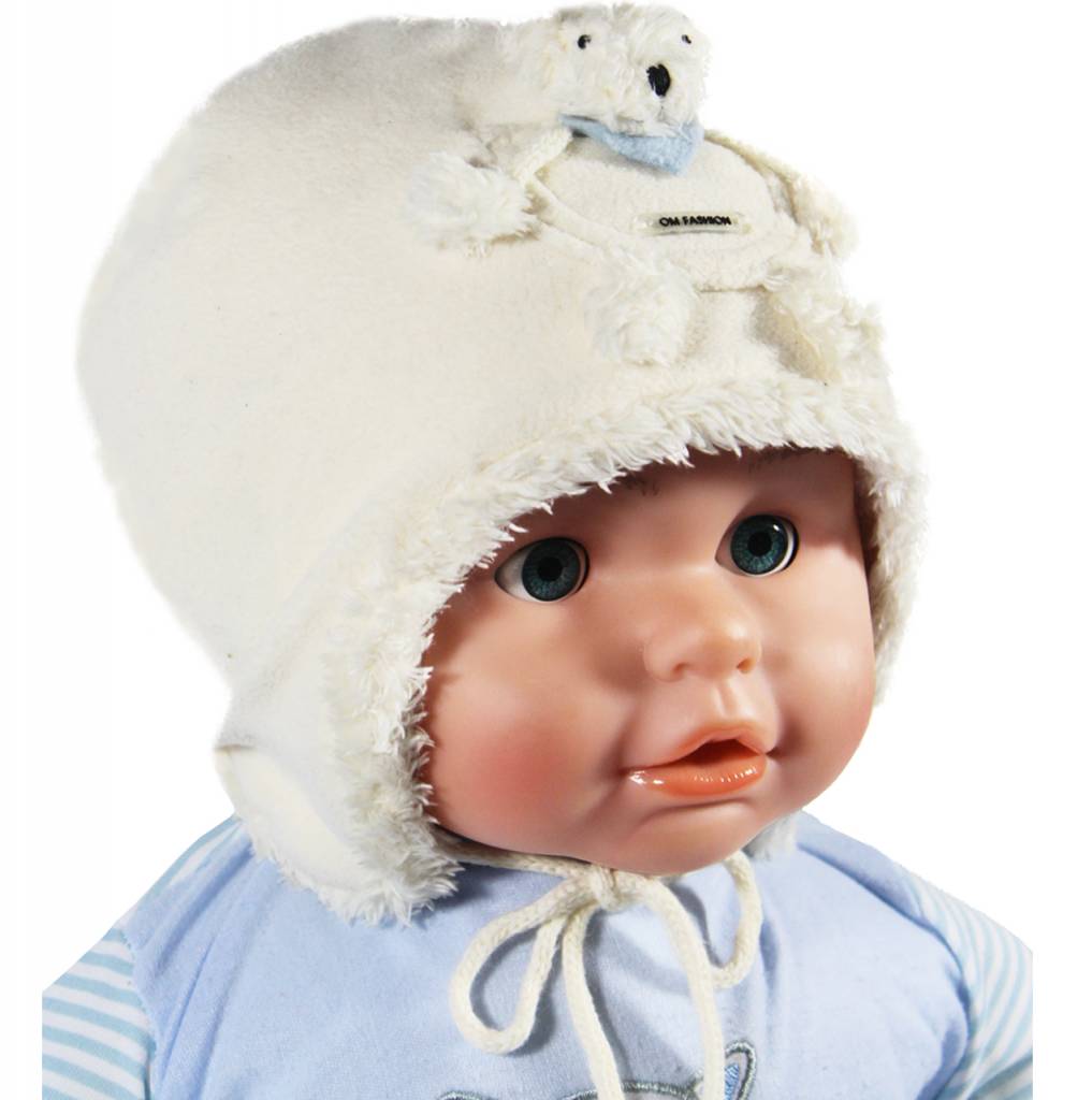 Babymuts fleece met beertje