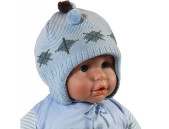 Babymuts lichtblauw ruit