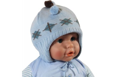 Babymuts lichtblauw ruit Babymuts lichtblauw ruit