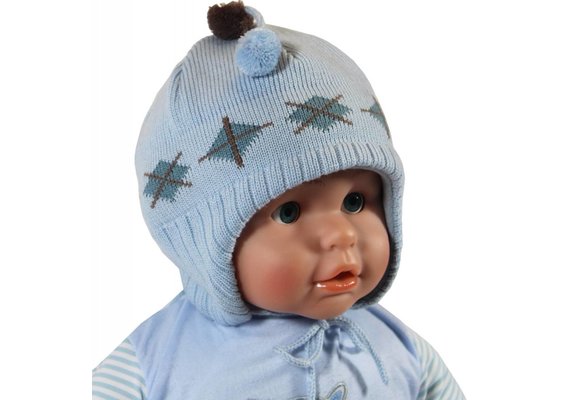 Babymuts lichtblauw ruit