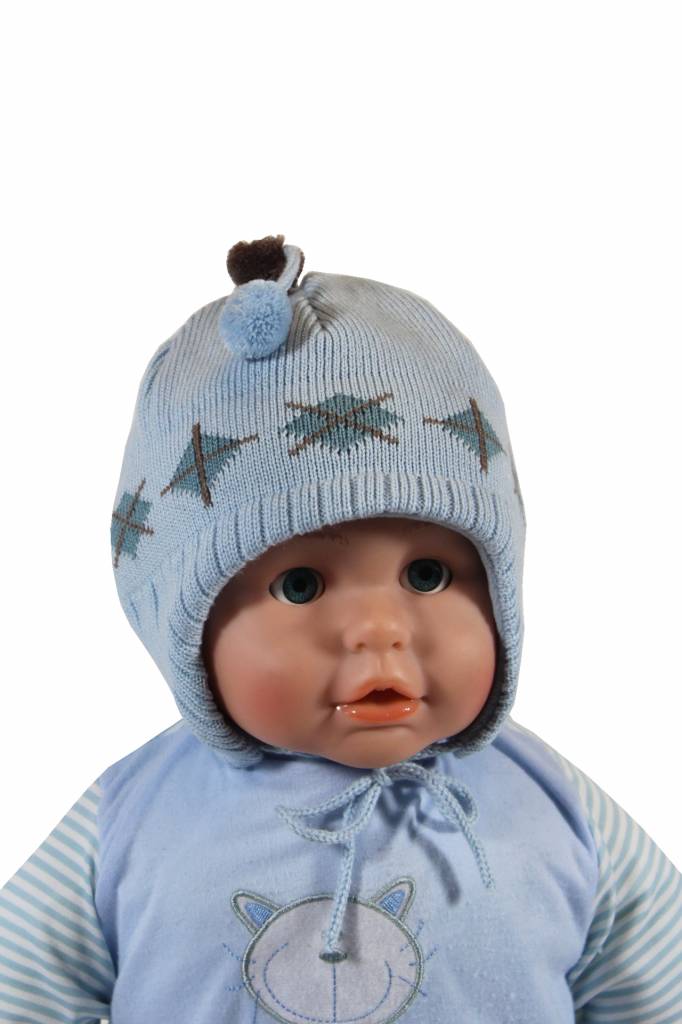 Babymuts lichtblauw ruit Babymuts lichtblauw ruit