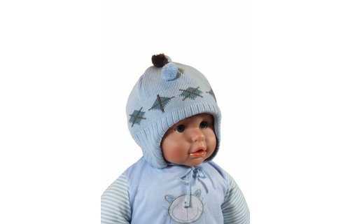 Babymuts lichtblauw ruit Babymuts lichtblauw ruit