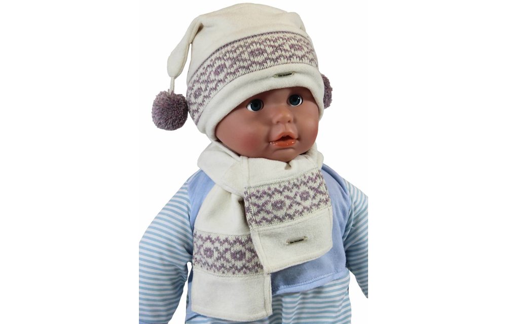 Babymuts pompons en sjaal fleece Babymuts pompons en sjaal fleece