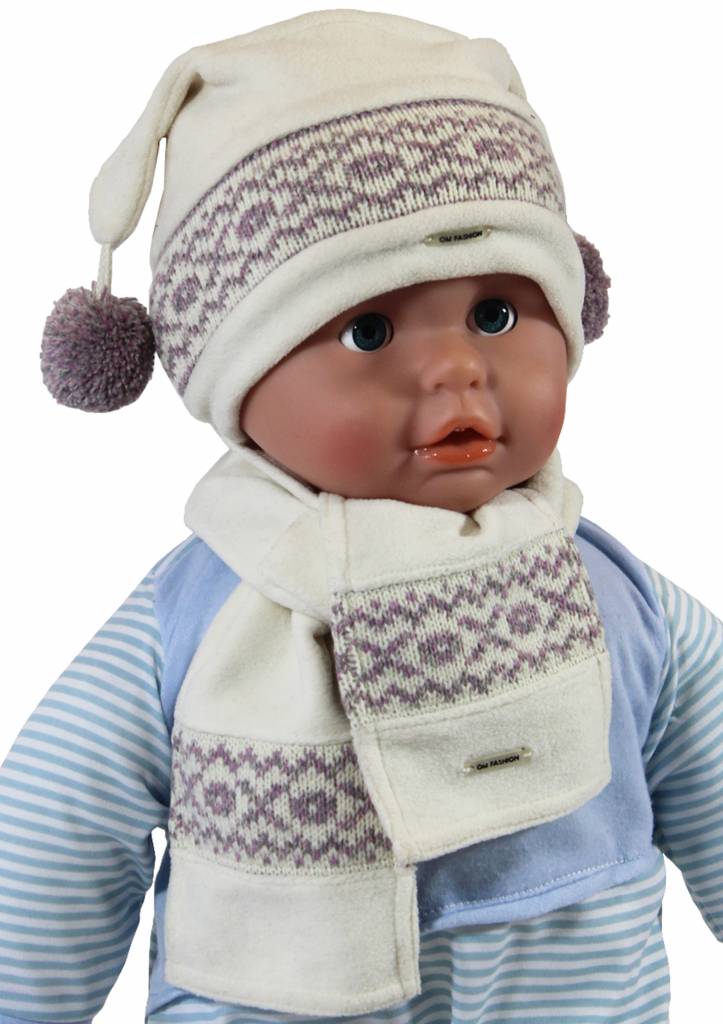 Babymuts pompons en sjaal fleece