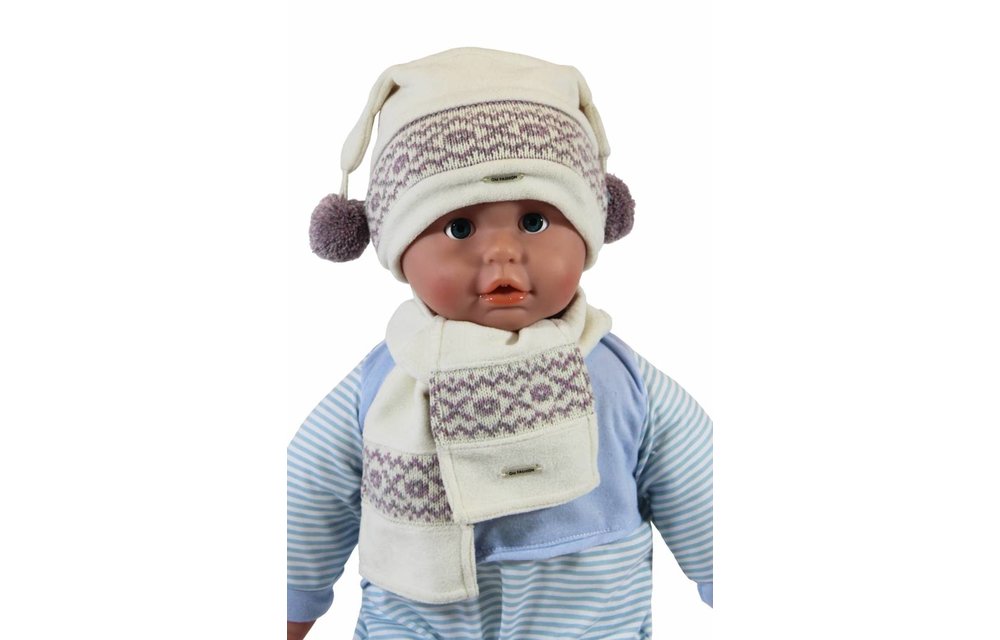 Babymuts pompons en sjaal fleece Babymuts pompons en sjaal fleece