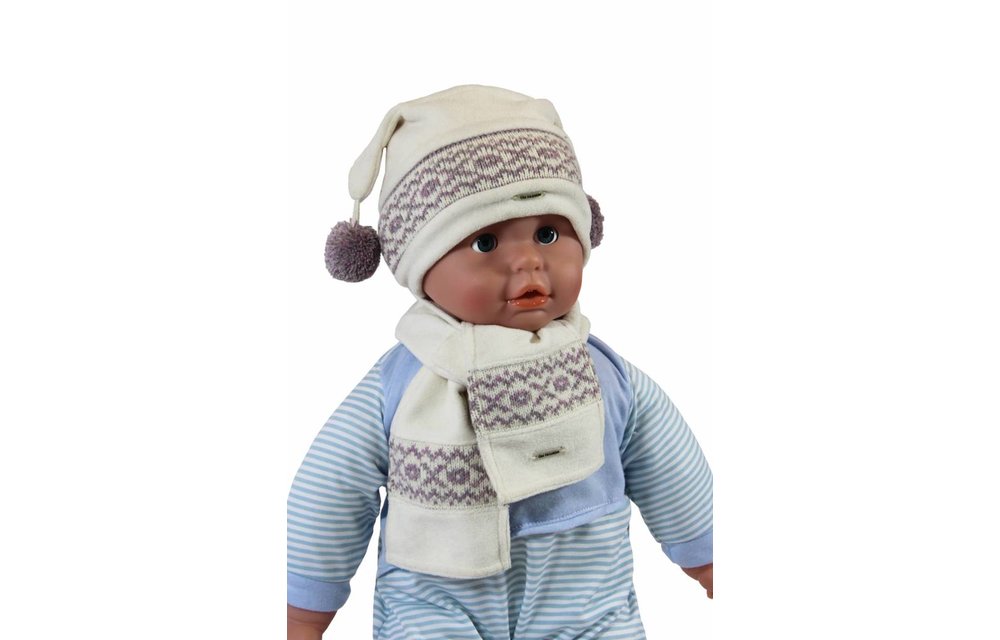 Babymuts pompons en sjaal fleece Babymuts pompons en sjaal fleece
