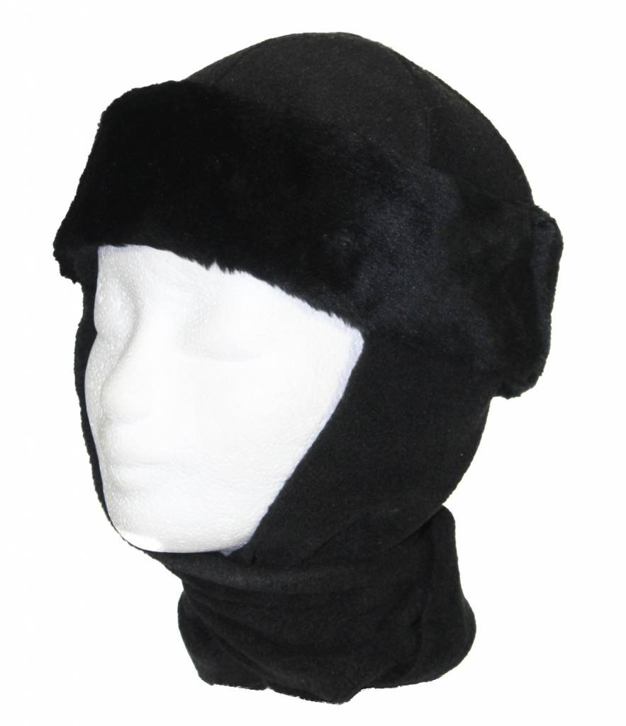 Kindermuts pels met sjaal Zwart