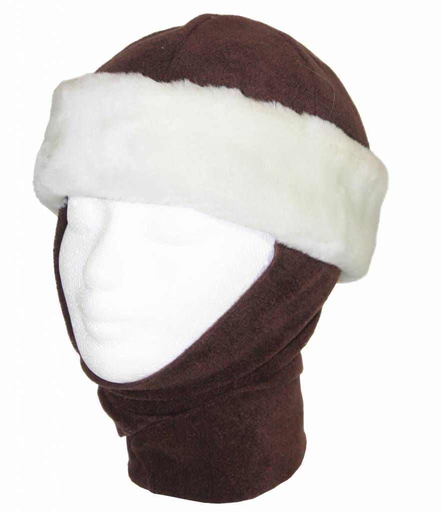Kindermuts pels met sjaal Bruin