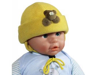 Babymuts fleece beertje oker