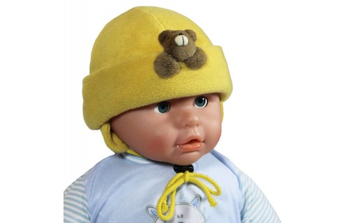 Babymuts fleece beertje oker