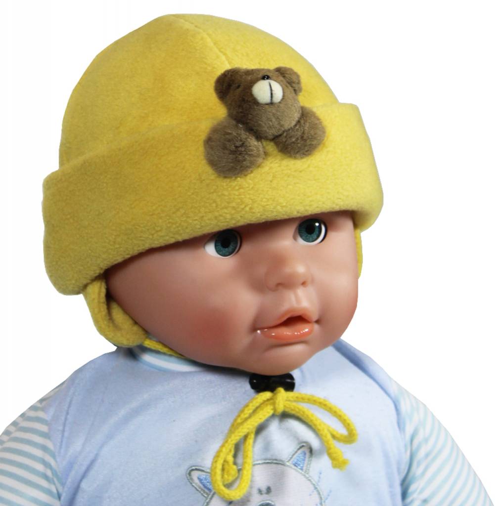 Babymuts fleece beertje oker