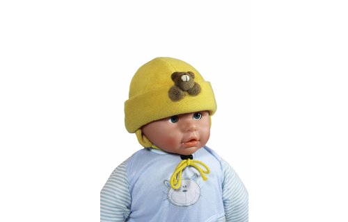 Babymuts fleece beertje oker