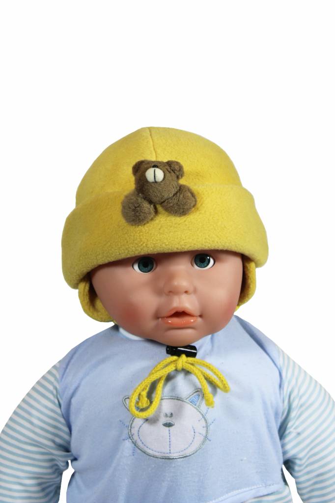 Babymuts fleece beertje oker