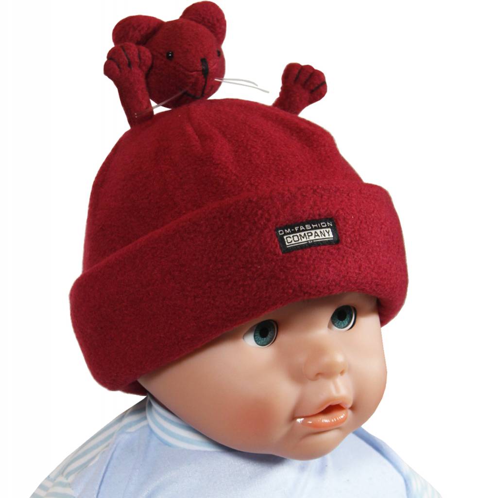 Fleece muts Baby's handjes bordeaux
