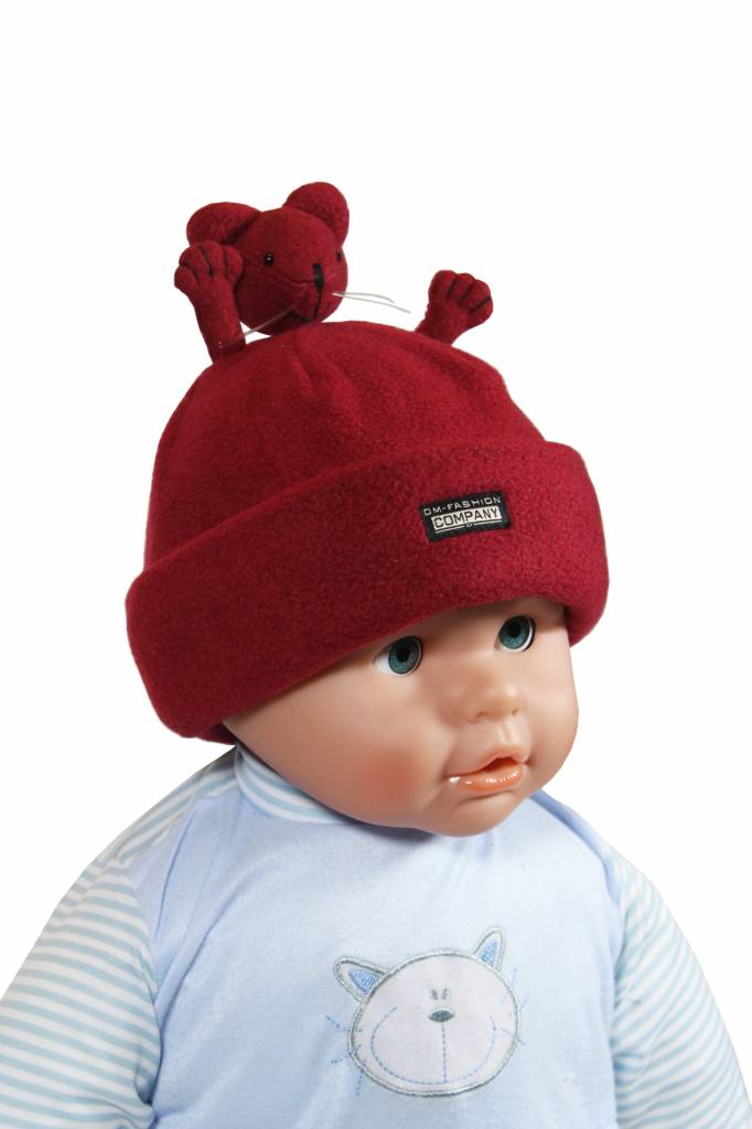Fleece muts Baby's handjes bordeaux