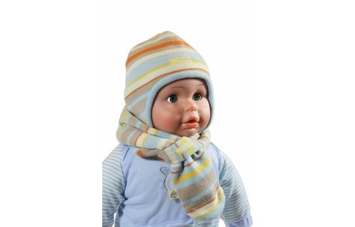 Babymuts en doorsteeksjaal gestreept