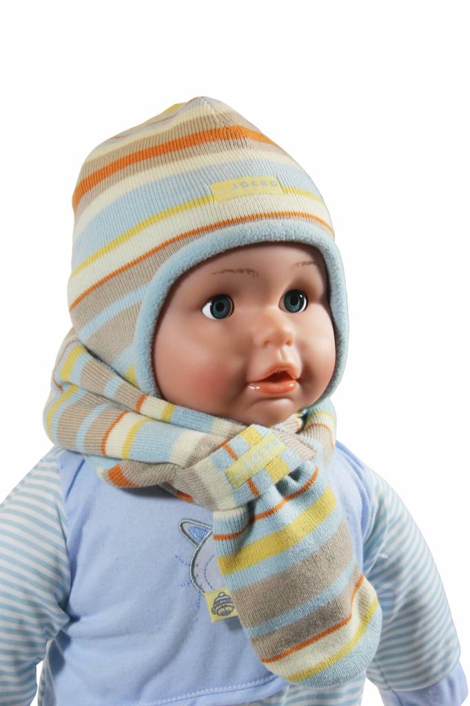 Babymuts en doorsteeksjaal gestreept