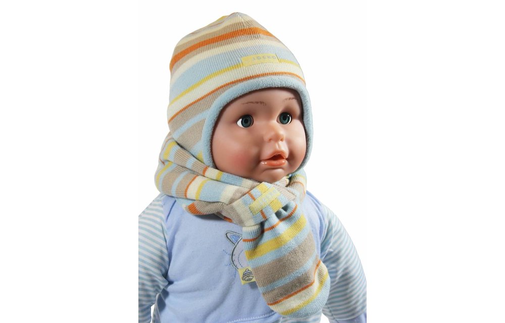 Babymuts en doorsteeksjaal gestreept Babymuts en doorsteeksjaal gestreept