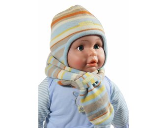 Babymuts en doorsteeksjaal gestreept