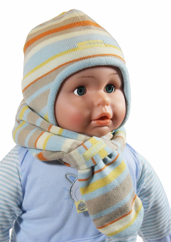Babymuts en doorsteeksjaal gestreept