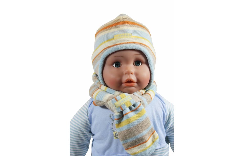 Babymuts en doorsteeksjaal gestreept Babymuts en doorsteeksjaal gestreept