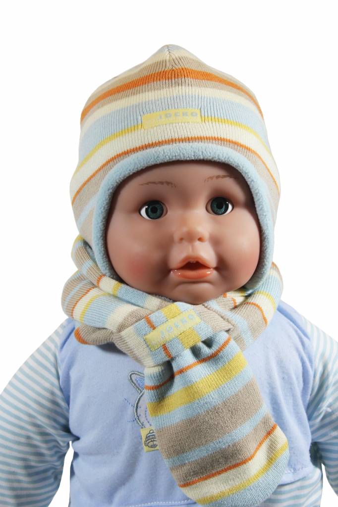 Babymuts en doorsteeksjaal gestreept