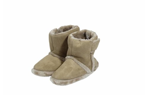 Pantoffels hoog met velcrostrip Dames Beige