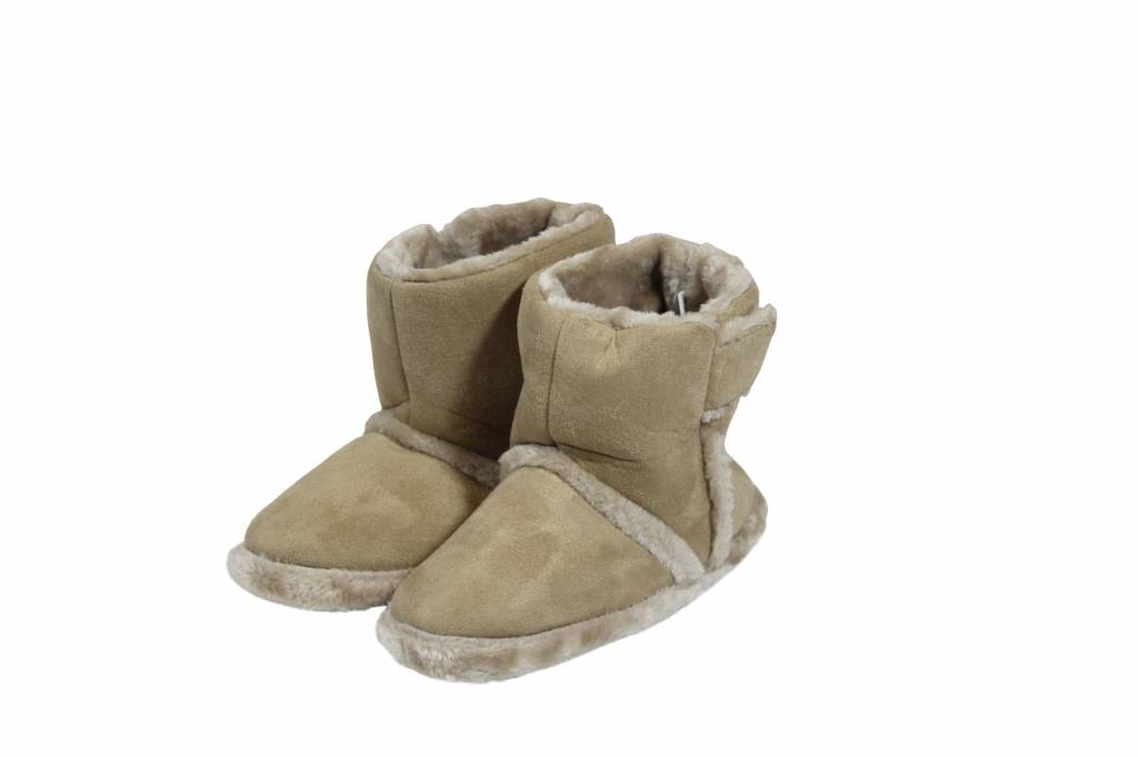 Pantoffels hoog met velcrostrip Dames Beige