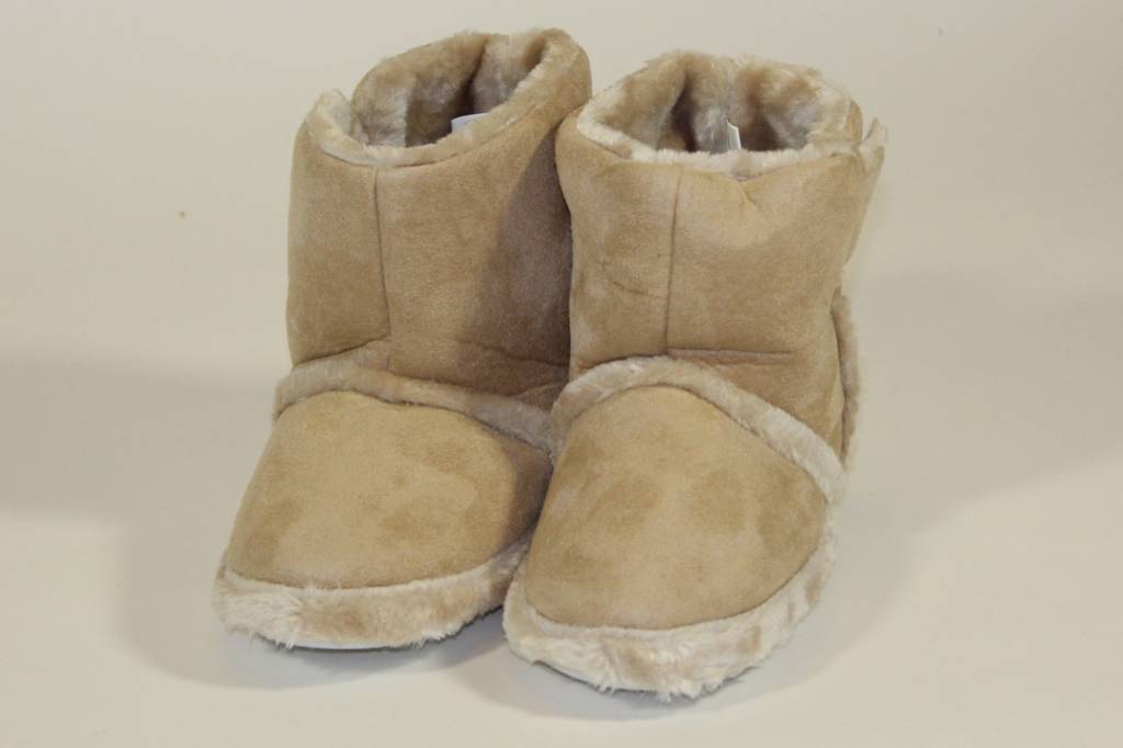 Pantoffels hoog met velcrostrip Dames Beige