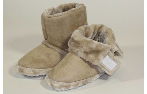 Pantoffels hoog met velcrostrip Dames Beige