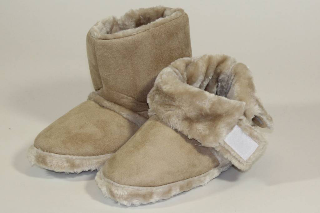 Pantoffels hoog met velcrostrip Dames Beige