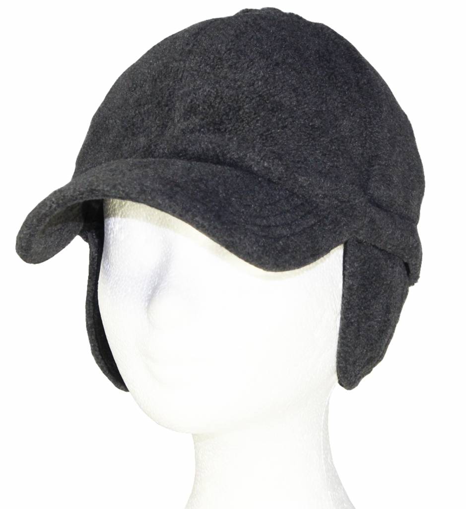 Fleece pet met oorflappen Grijs / antraciet