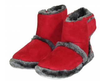 Pantoffels kinderen hoog met velcrostrip Rood