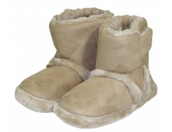 Pantoffels kinderen hoog met velcrostrip Beige