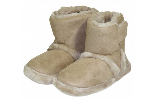Pantoffels kinderen hoog met velcrostrip Beige