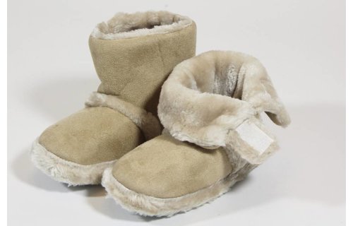 Pantoffels kinderen hoog met velcrostrip Beige