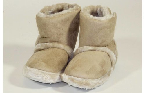 Pantoffels kinderen hoog met velcrostrip Beige
